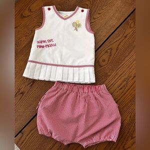 White and pink  Gingham girl  Outfit